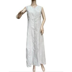 Valerie Stevens Vintage Stone Linen Button Down Midi Dress, 6